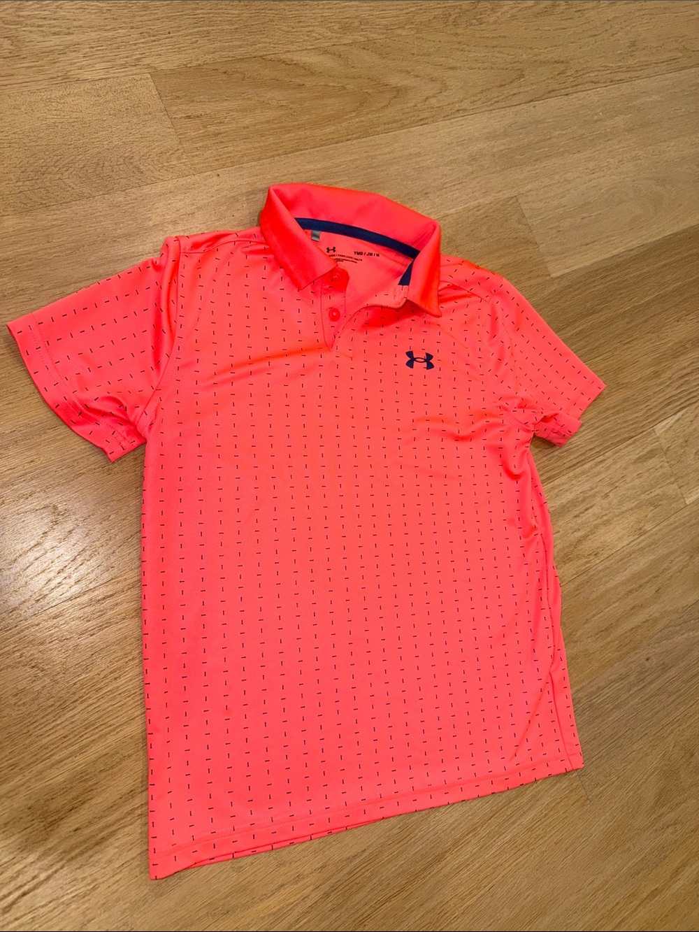 Under Armour Neon Coral Short Sleeve Polo with Navy Logo